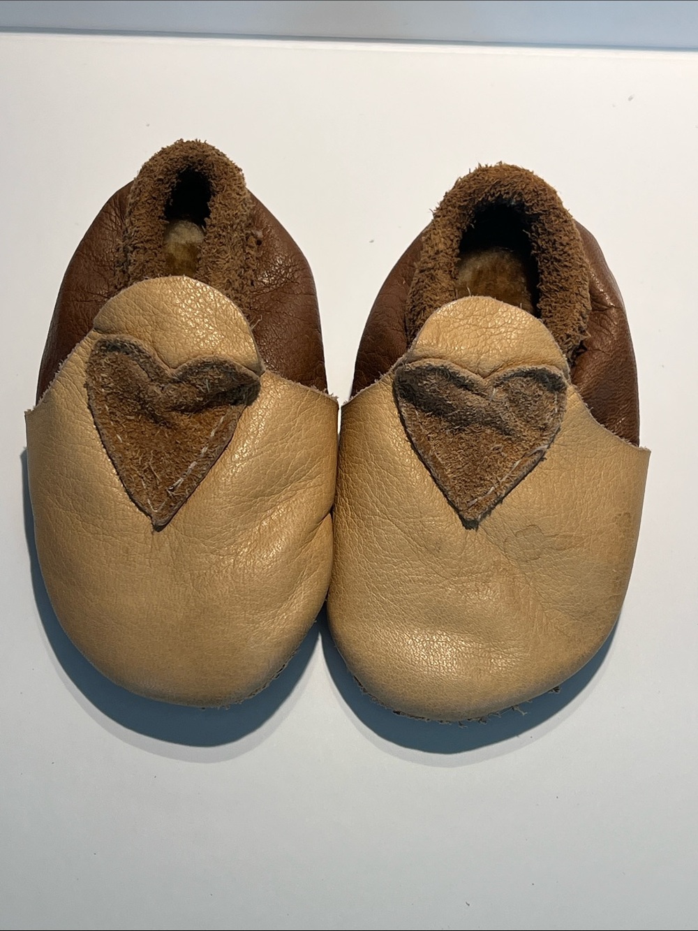 Handmade Leather Child 0-6 month Shoes Fleece Lined